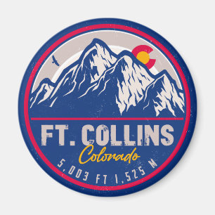 Fort Collins Colorado Flag Camping Hiking Souvenir Magnet