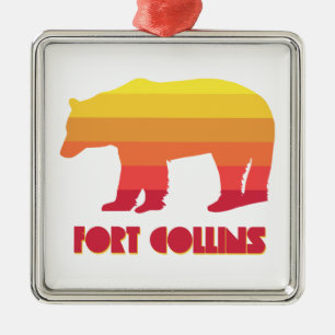 Fort Collins Colorado Rainbow Bear Metal Tree Decoration