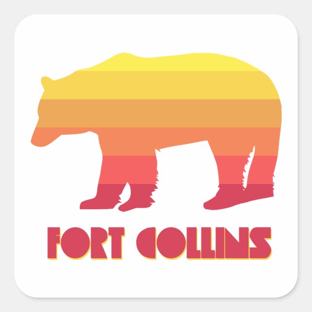 Fort Collins Colorado Rainbow Bear Square Sticker (Front)