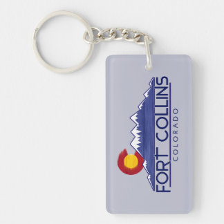 Fort Collins Colorado wood mountains keychain