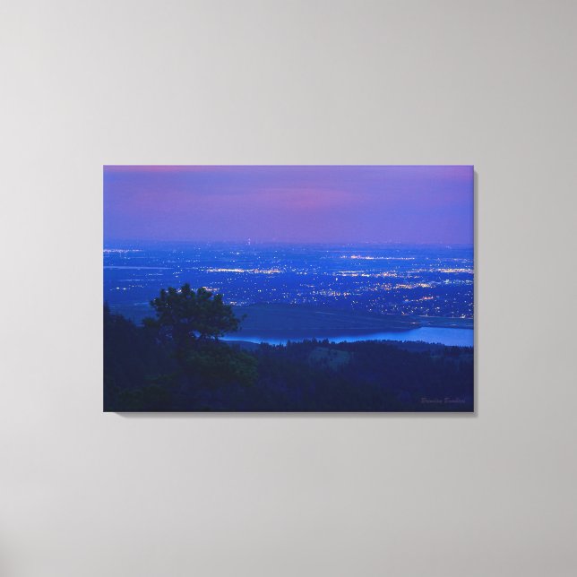 Fort Collins from Horsetooth Mountain at Dusk Canvas Print (Front)