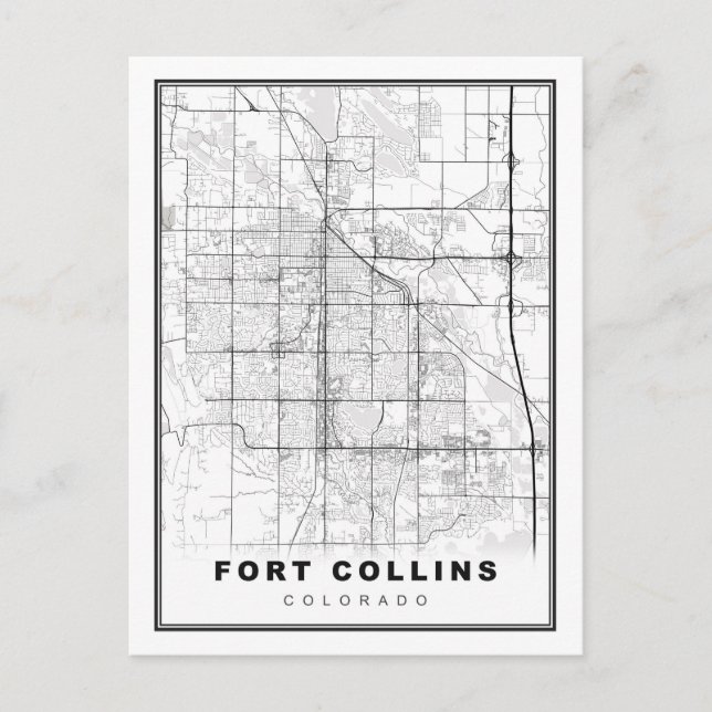 Fort Collins Map Holiday Postcard (Front)
