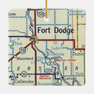 Fort Dodge Iowa Vintage Map Ceramic Ornament