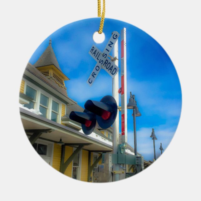 Fort Edward Train Station Ceramic Tree Decoration (Front)