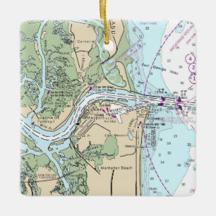 Fort George Inlet Florida Chart Ceramic Ornament