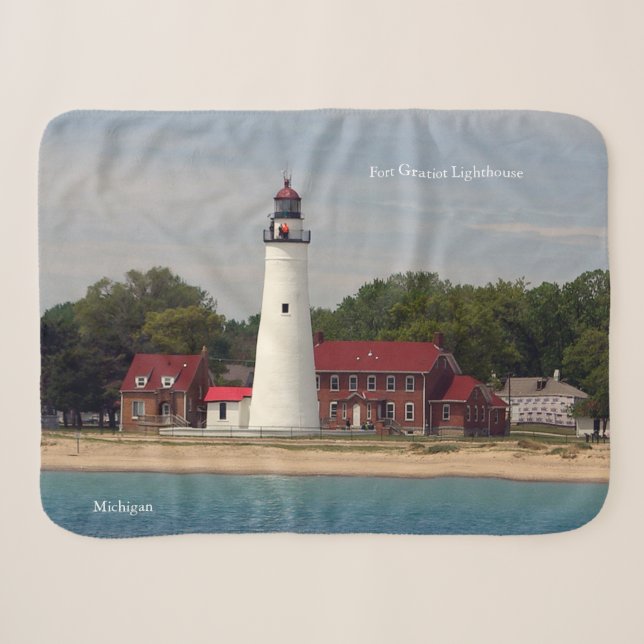 Fort Gratiot Lighthouse sherpa blanket (Front (Horizontal))