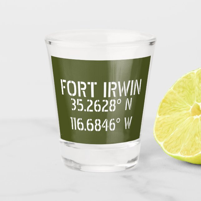 Fort Irwin Latitude Longitude  Coaster Shot Glass (Front)