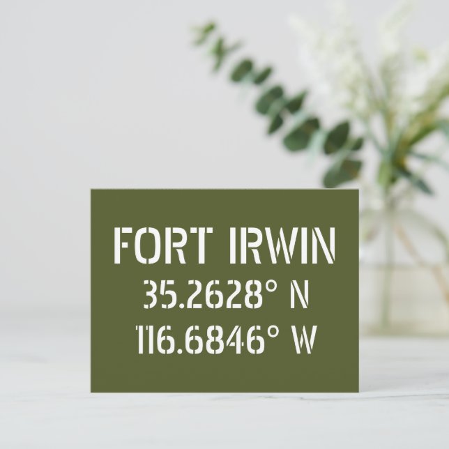 Fort Irwin Latitude Longitude Postcard (Standing Front)