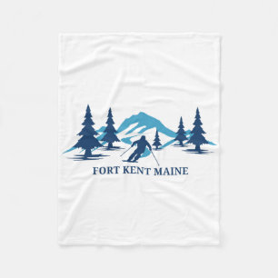 Fort Kent Maine Ski Resort Skiing Skier  Fleece Blanket