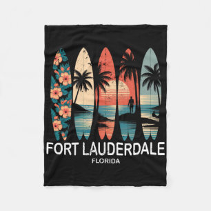 Fort Lauderdale Beach Florida Surfboard Surfing Re Fleece Blanket