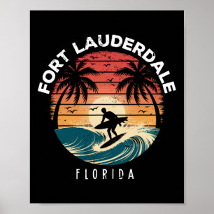 Fort Lauderdale Beach Florida Surfboard Waves Beac Poster
