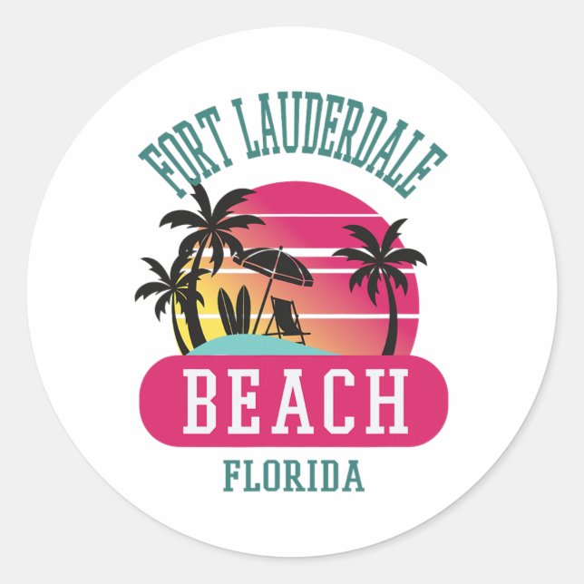 Fort Lauderdale' Florida Beach Fl Men Women  Classic Round Sticker (Front)