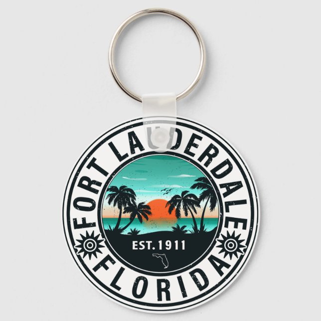 Fort Lauderdale Florida Beach Tropical Souvenirs Key Ring (Front)
