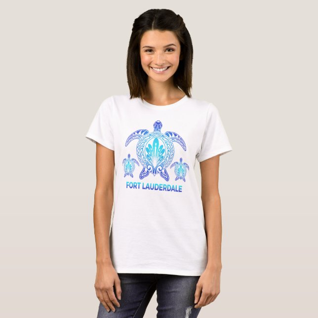 Fort Lauderdale Florida Blue Sea Turtle Souvenirs T-Shirt (Front Full)