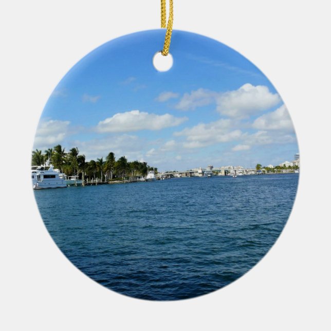 Fort Lauderdale, Florida Ceramic Tree Decoration (Front)