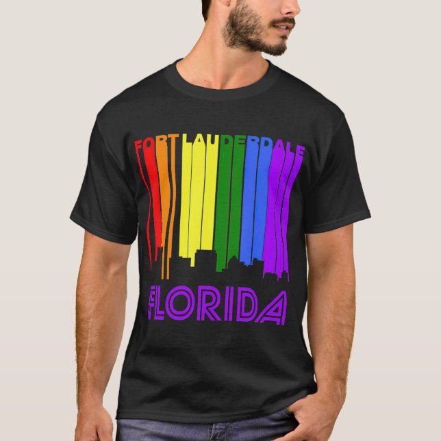 Fort Lauderdale Florida LGBTQ Gay Pride Skyline T T-Shirt (Front)