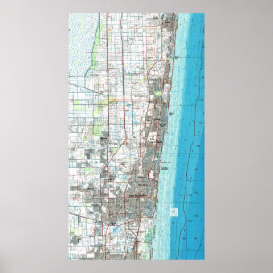Fort Lauderdale Florida Map (1985) Poster