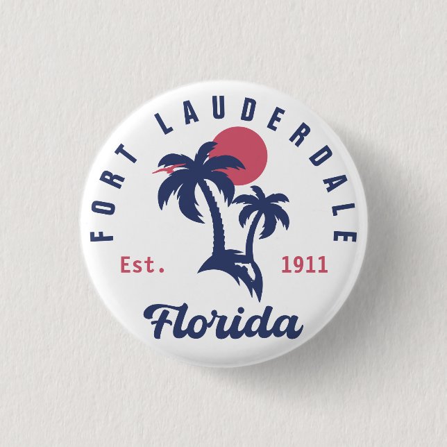 Fort Lauderdale Florida Palm Tree Tropical Beach 3 Cm Round Badge (Front)