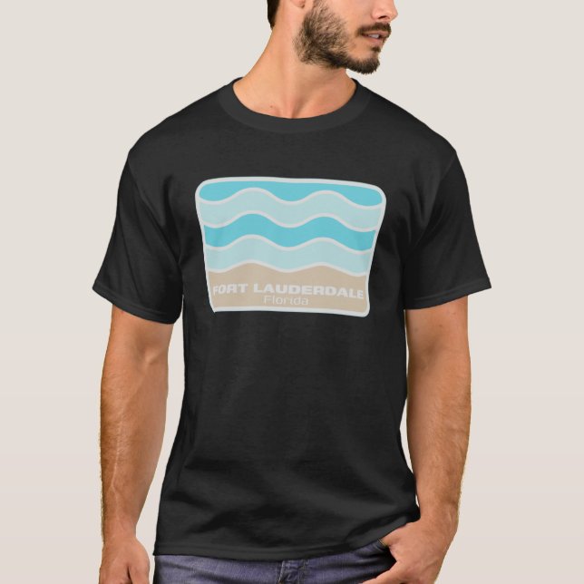 Fort Lauderdale Florida Retro FL Waves Beach Souve T-Shirt (Front)