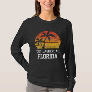 Fort Lauderdale Florida Retro Palms Vintage Sunset T-Shirt