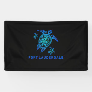 Fort Lauderdale Florida Sea Blue Tribal Turtle Banner