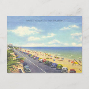 Fort Lauderdale, Florida vintage beach scene Postcard