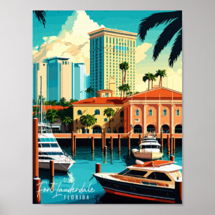 Fort Lauderdale Florida vintage travel Poster