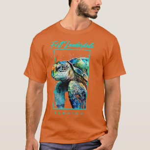 Fort Lauderdale Florida Watercolor Sea Turtle Port T-Shirt