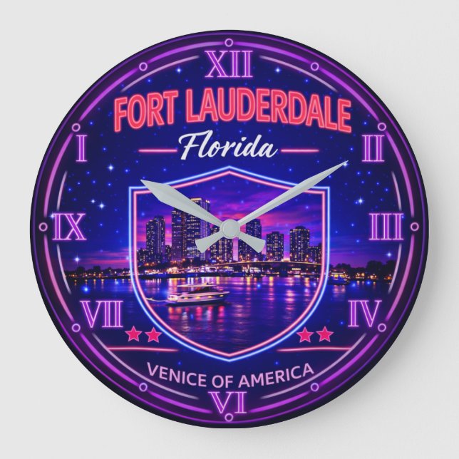 Fort Lauderdale Florida Waterfront  Large Clock (Front)