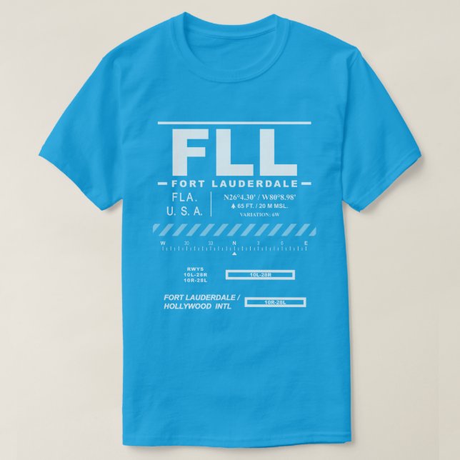 Fort Lauderdale Hollywood Int'l Airport FLL T-Shirt (Design Front)