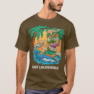 Fort Lauderdale Palm Tree Surfing Beach Vacation T T-Shirt
