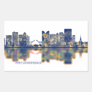 Fort Lauderdale Skyline Rectangular Sticker