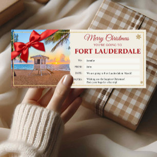 Fort Lauderdale Trip Christmas Reveal Ticket Card