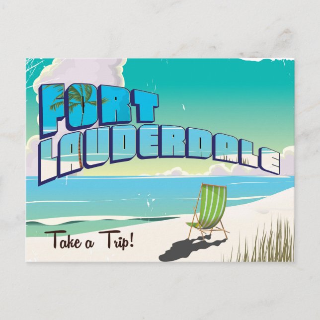 Fort Lauderdale vintage travel poster Postcard (Front)
