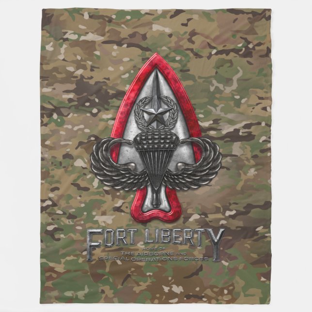 Fort Liberty Camo Fleece Blanket (Front)