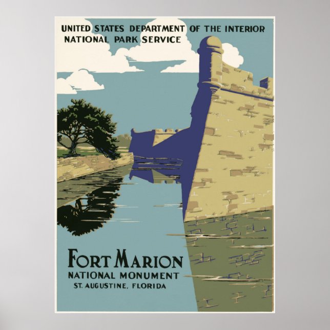 Fort Marion National Monument Vintage Travel Poster (Front)