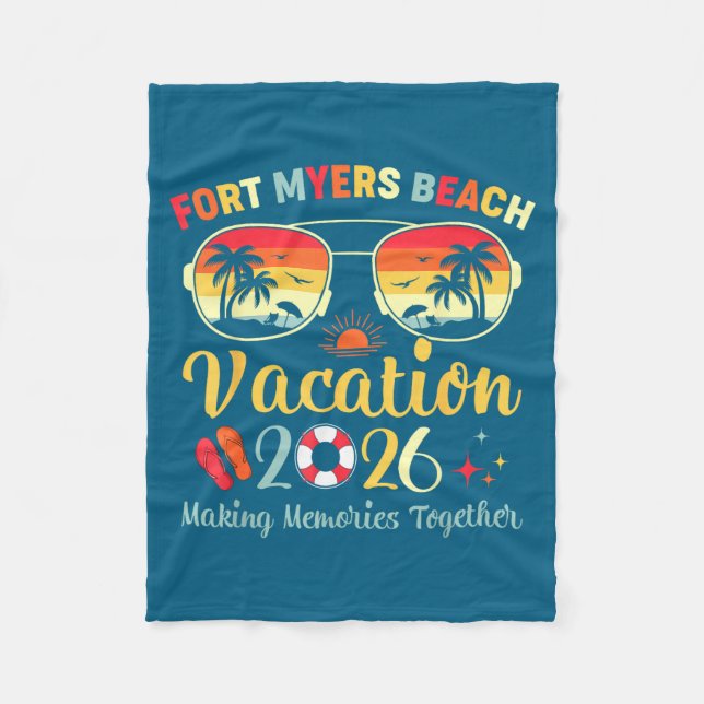 Fort Myers Beach Fl Vacation Design Fleece Blanket (Front)