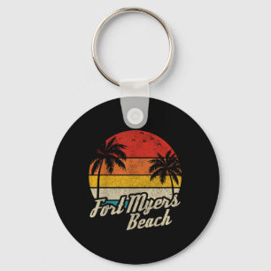 Fort Myers Beach Florida Fl Vintage Sunset Retro V Key Ring
