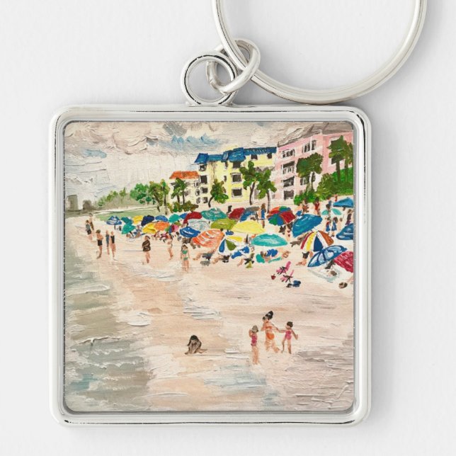 "Fort Myer's Beach" Florida Painting Keychain (Front)