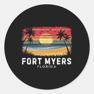 Fort Myers Beach Florida Surfboard Beach  Classic Round Sticker