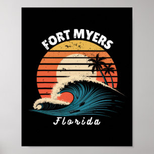 Fort Myers Beach Florida Women Men Surfboarding  Poster