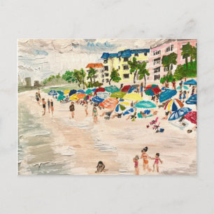 "Fort Myer's Beach" painting by Willlowcatdesigns Postcard