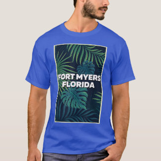 Fort Myers Florida Beaches Palm Leaves Summer Art  T-Shirt
