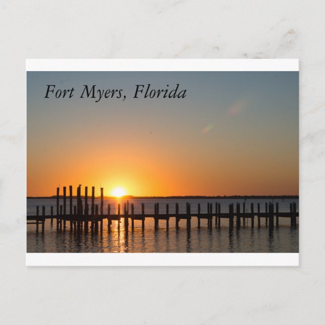 Fort Myers, Florida beautiful orange sunset Postcard (Front)