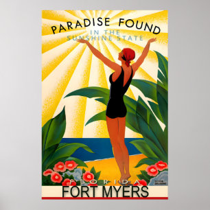 Fort Myers Florida Travel Poster New Lee County