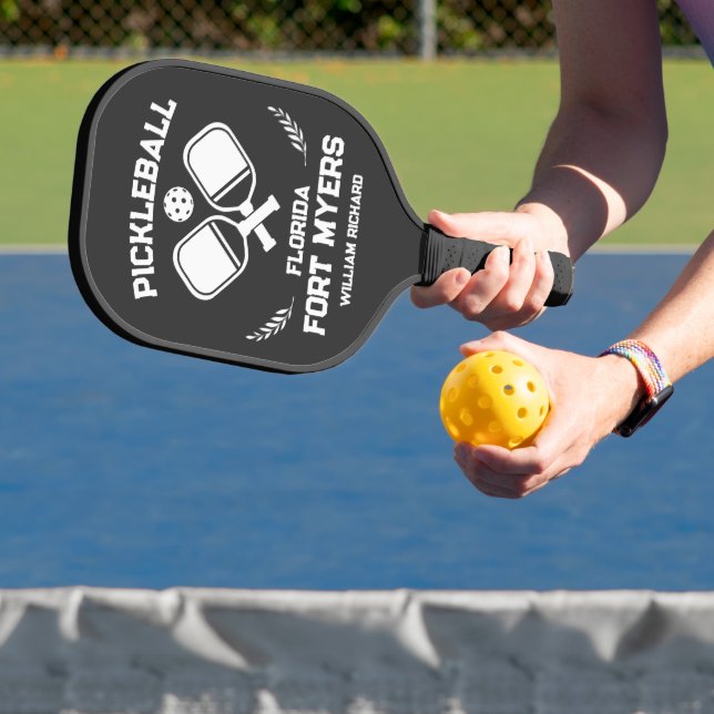 Fort Myers Florida US Black and White Custom  Pickleball Paddle (Insitu)