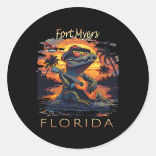 Fort Myers Florida Vacation Cute Alligator  Classic Round Sticker