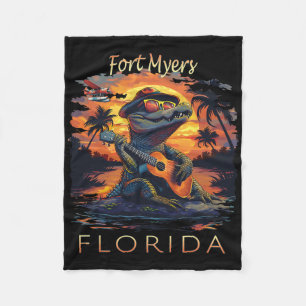 Fort Myers Florida Vacation Cute Alligator  Fleece Blanket