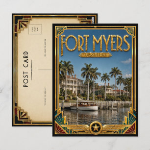 Fort Myers Florida Vintage Art Deco Golden Age Postcard