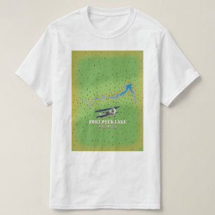 Fort Peck Lake Montana USA map T-Shirt
